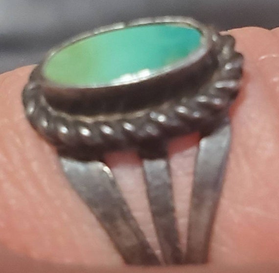 Vintage Sterling braided turquoise ring - image 1