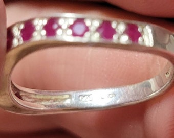 Bague rubis en argent sterling