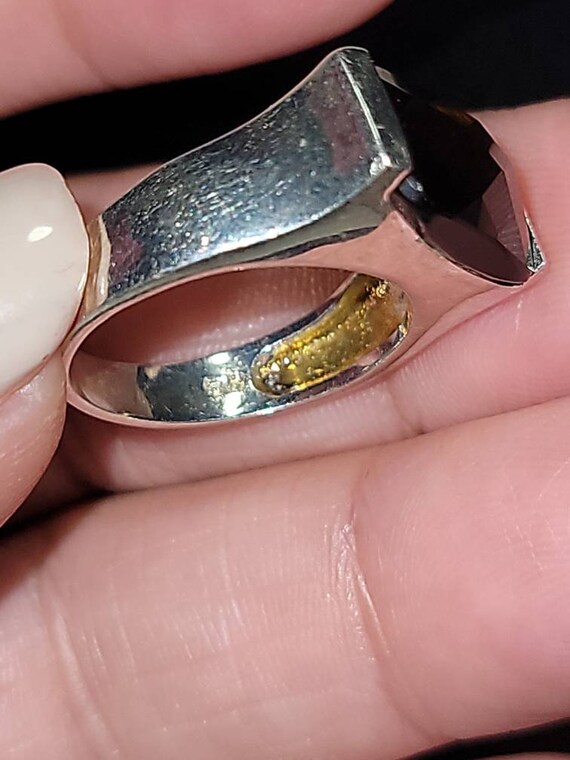 Rectangular faceted Smoky quartz ring (size 6) - image 3