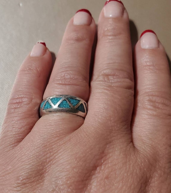 vtg Sterling silver handmade ring, Native America… - image 1