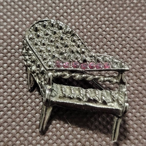 Vintage Paved Rhinestone 3 D Style Piano Baguette… - image 1
