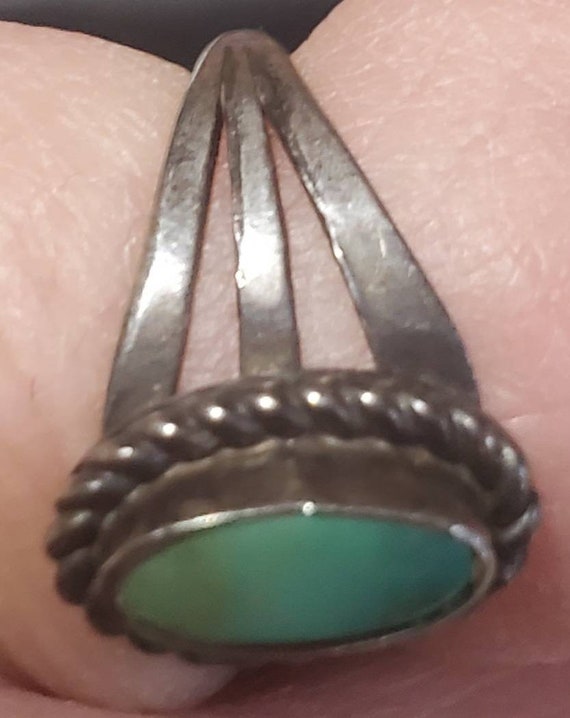 Vintage Sterling braided turquoise ring - image 2
