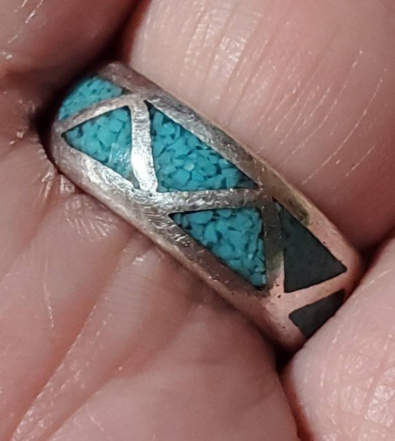 vtg Sterling silver handmade ring, Native America… - image 2