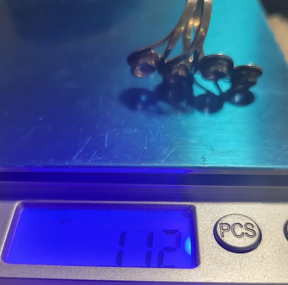 Vintage Sterling Silver Amethyst stack ladies ring - image 3