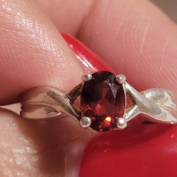 Sterling silver garnet ring size 7 - image 1