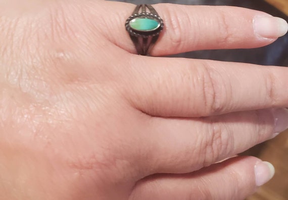 Vintage Sterling braided turquoise ring - image 5