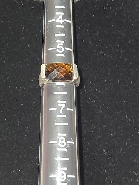 Rectangular faceted Smoky quartz ring (size 6) - image 4