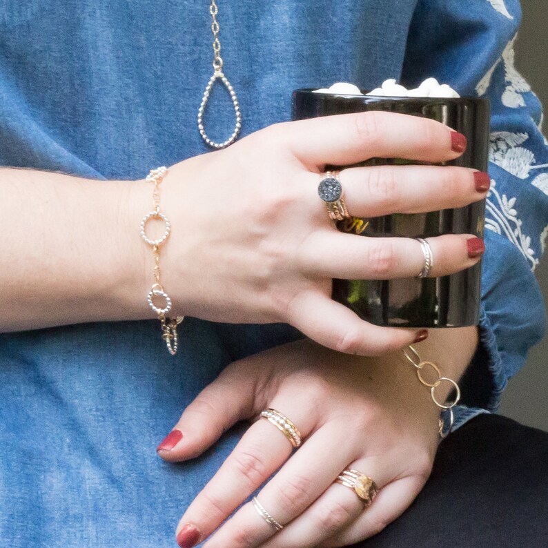 Beaded Floating Bracelet mixed metals