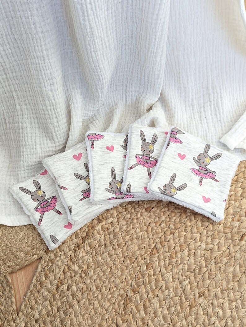 Lot de 5 lingettes bambou Danseuse lapin