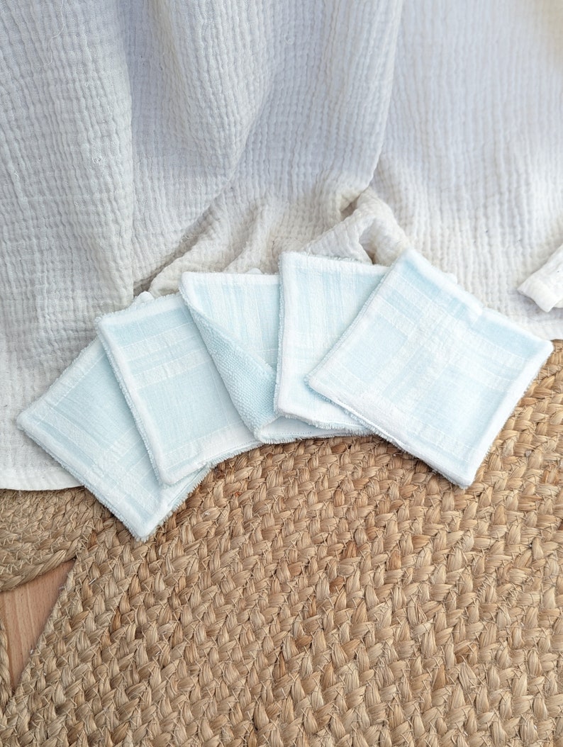 Lot de 5 lingettes bambou Blanc, bambou vert