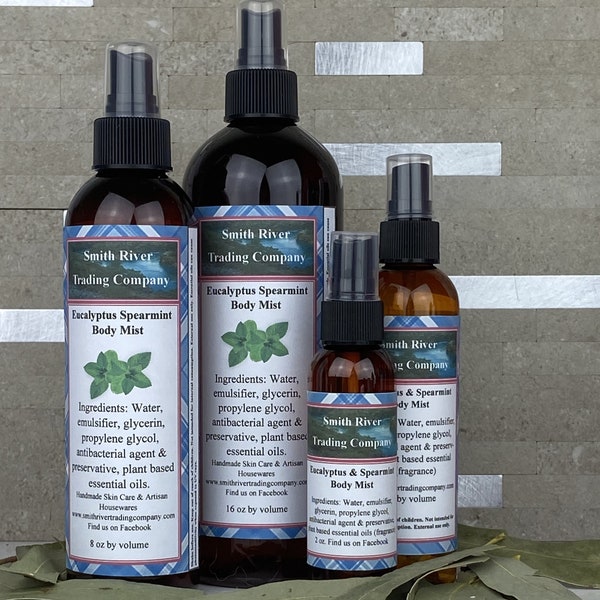 Eucalyptus & Spearmint Body Mist, Spearmint Body Spray, Eucalyptus Body Mist, Eucalyptus Body Spray Spearmint Fragrance Eucalyptus Fragrance