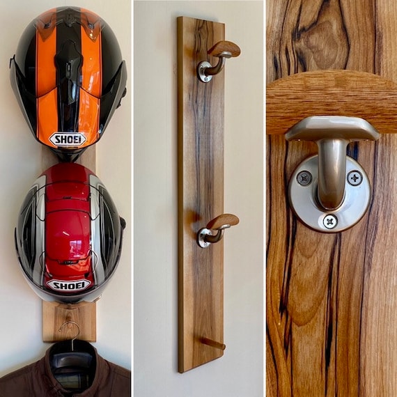 Motorcycle Helmet Rack Helmet Hanger Helmet Storage Wall Mount Double Helmet Rack Beautiful Grain of Spalted Birch Etsy