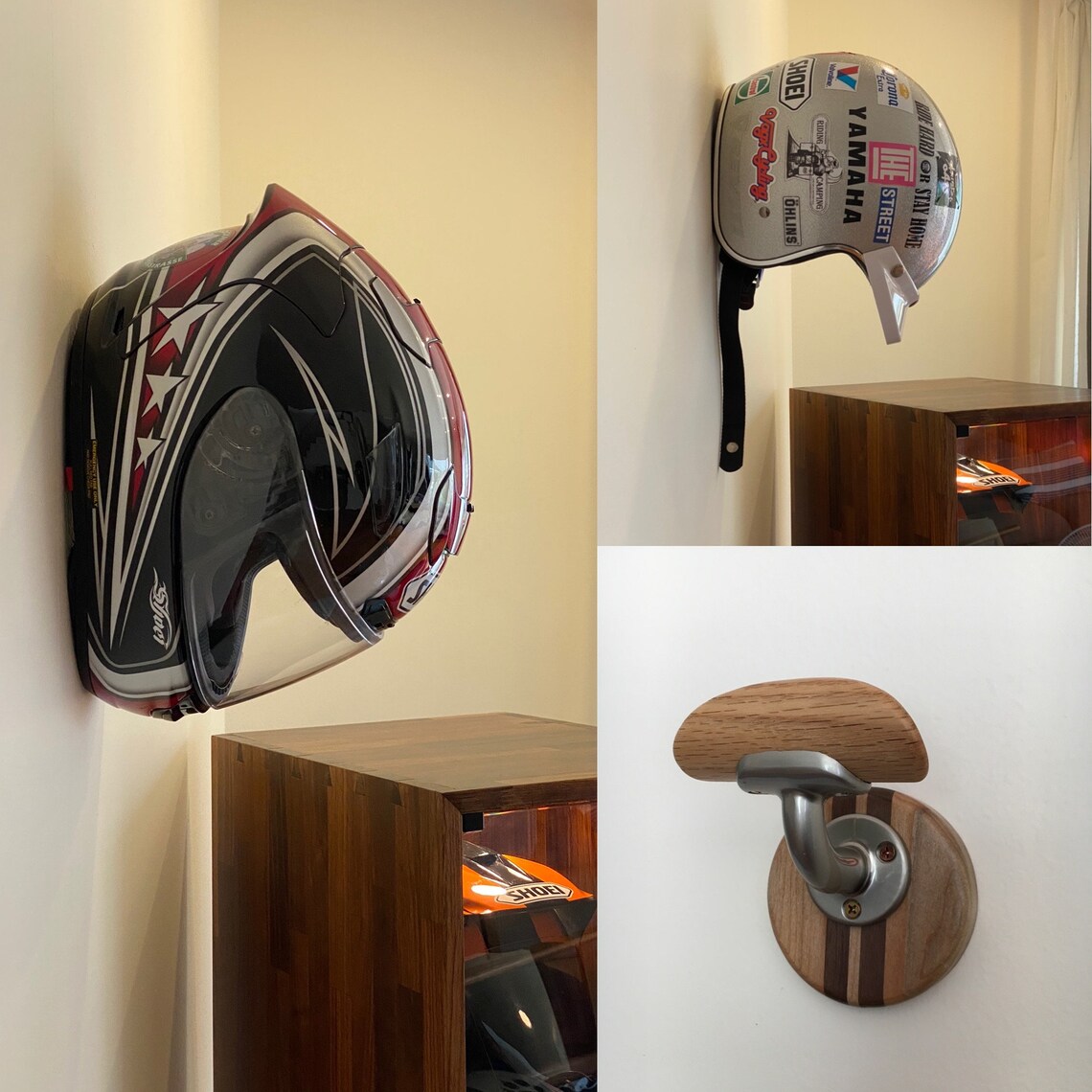 Motorcycle Helmet racks set pack 2 helmet racks and 1 jacket | Etsy