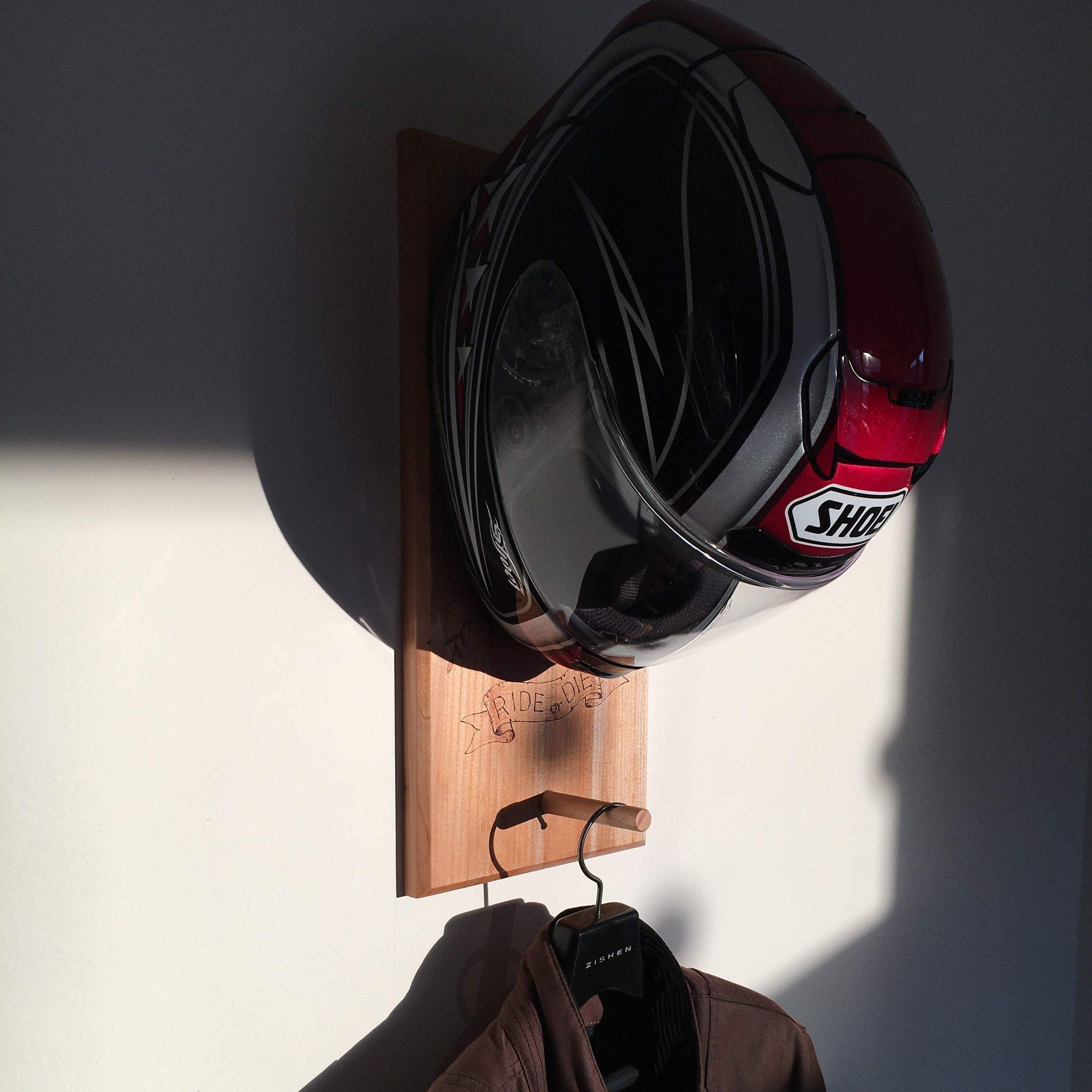 Helmet Hanger Motorcycle Helmet Rack Pyrography Art - Etsy