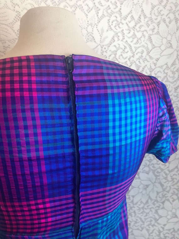 dark blue and pink dress