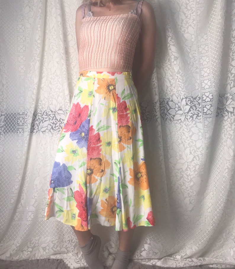 Floral bright flowy skirt