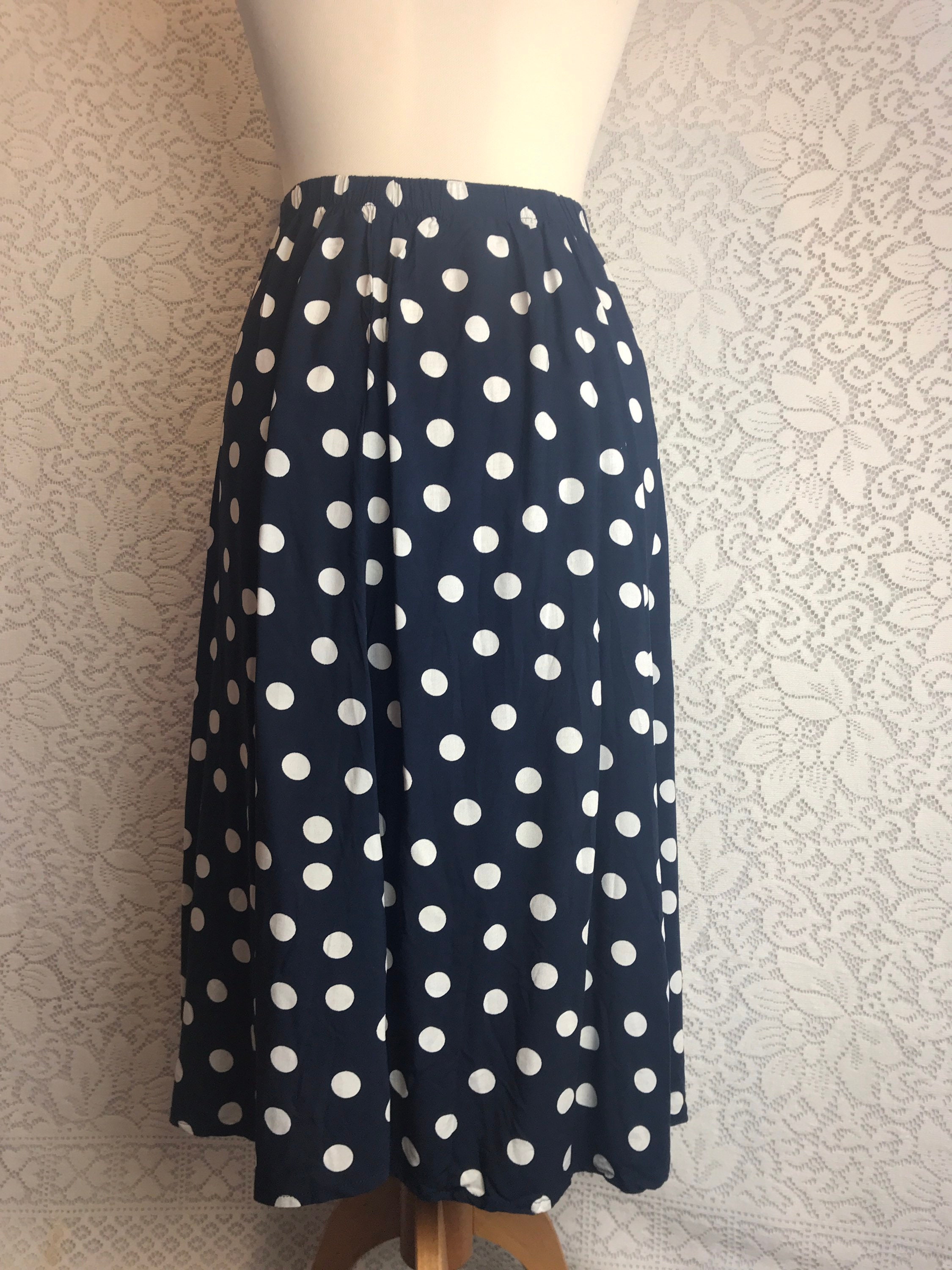 Navy Blue Classic Polka Dot Skirt - Etsy UK