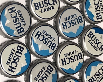 100 Busch Light Bottle Caps - NO DENTS, Beer Bottle Caps, Bottle Cap Craft Supplies