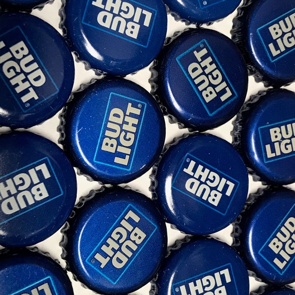 100 Bud Light Bottle Caps - NO DENTS, Beer Bottle Caps, Bottle Cap Craft Supplies