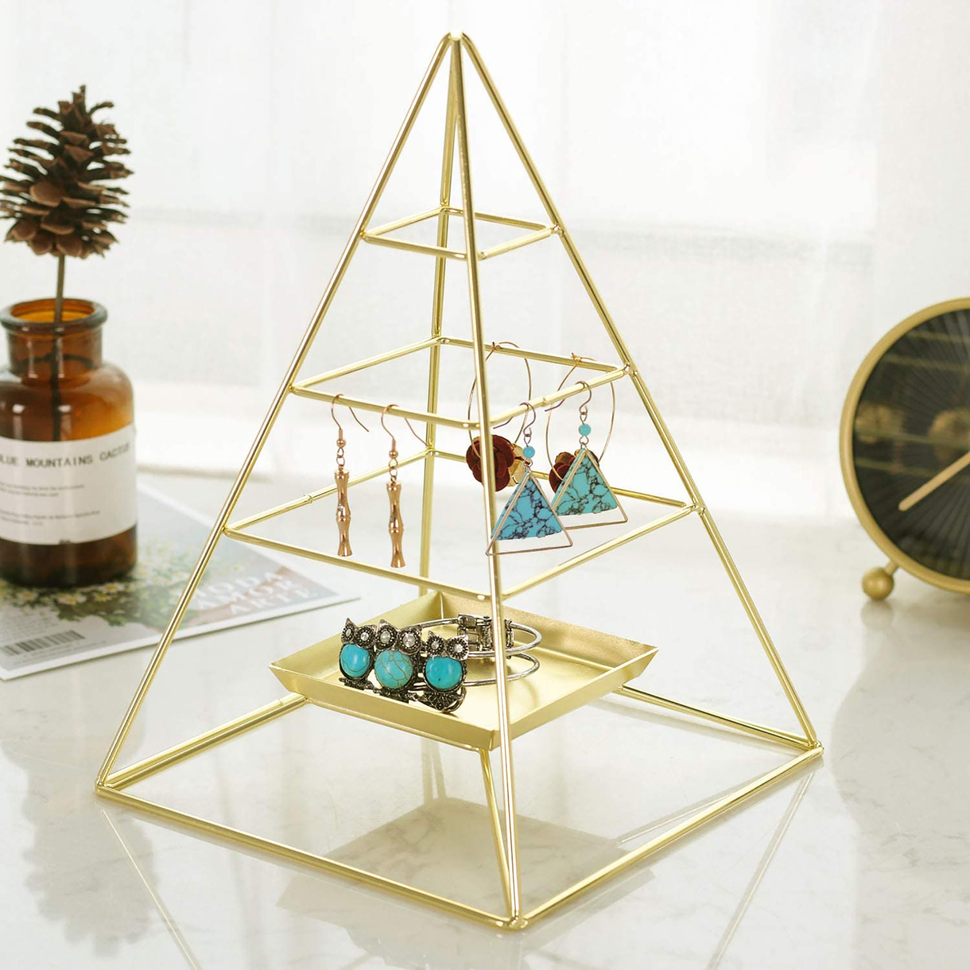 3 Tier Metal Jewelry Display Stand With Tray Decorative Tower Etsy