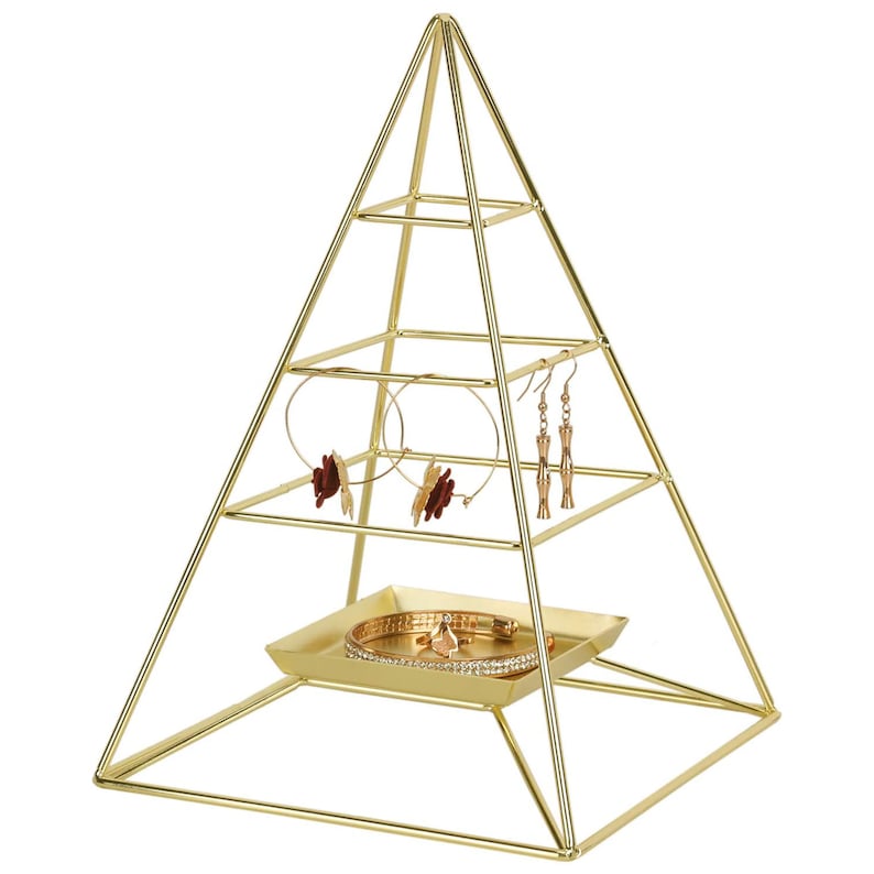 3 Tier Metal Jewelry Display Stand With Tray Decorative Tower Etsy