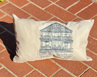 Hinsdale NH Pillow | Hometown Pride Throw Pillow | Historic Post Office | New Hampshire Gift | Small Town Decor | 10x17 Pillow