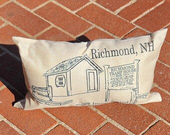 Richmond NH Pillow | Hometown Pride Throw Pillow | Historic Tramp House | New Hampshire Gift | Unique Local Landmark Decor | 10x17 Pillow