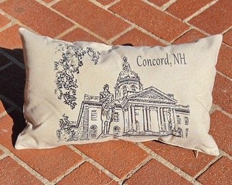 Concord NH Pillow - NH Statehouse – Historic Landmark – Hometown Gift
