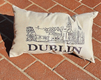 Dublin NH Pillow | Hometown Pride Throw Pillow | Historic Village Scene | New Hampshire Gift | New England Charm Decor | 10x17 Pillow