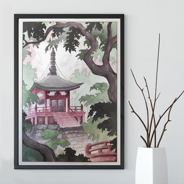 Arte ukiyo-e Japón, ilustracion paisaje japones, Ilustración ukiyo-e, Arte japonés moderno, pintura japonesa, lamina japonesa, Arte nipón