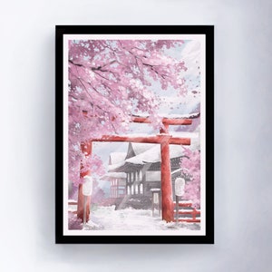 Japanese poster, ukiyoe print, japanese art print, japan painting, japan poster, japanese painting, cherry blossom print, oriental wall art