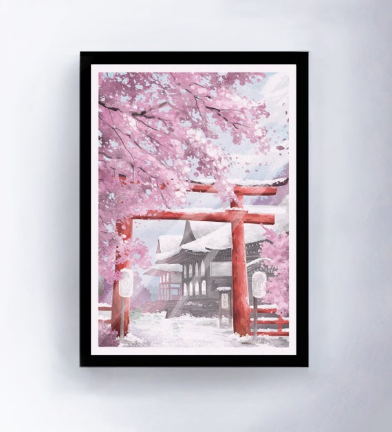 Ilustracion paisaje japones, dibujo paisaje japones, arte paisaje japones, ilustracion ukiyo-e, decoracion paisaje japones, lamina japonesa