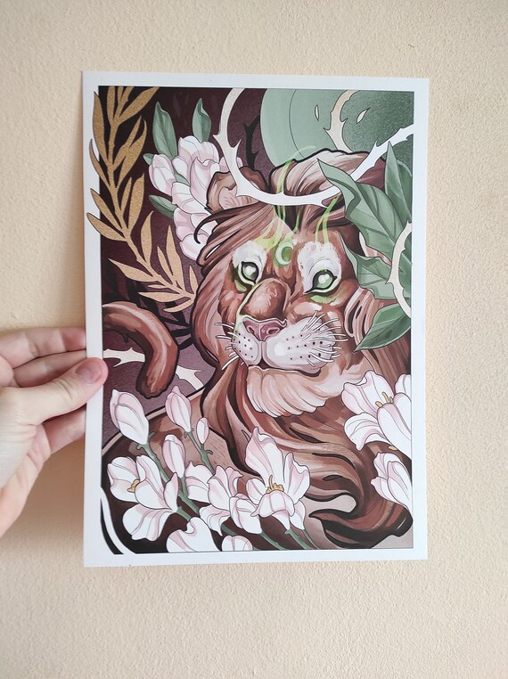 Ilustracion leon, laminas decorativas animales, arte leon, dibujo leon bonito, lamina leon, decoracion hogar leon, cuadro leon cute.