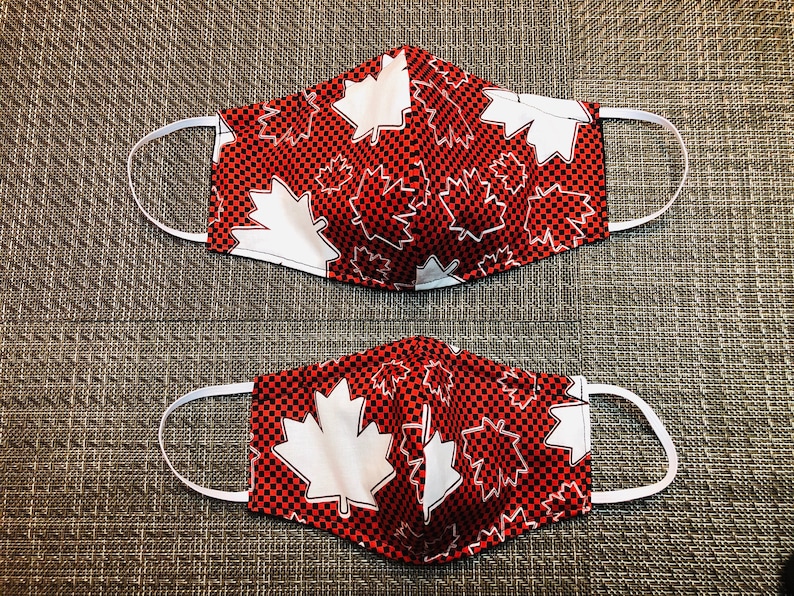Canada Face Masks Nose Band Adjustable Ear Loops Poppy Etsy
