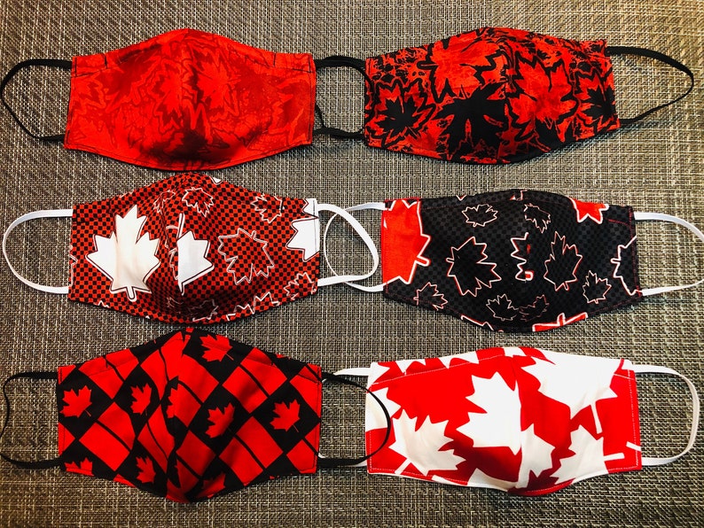 Canada Face Masks Nose Band Adjustable Ear Loops Poppy Etsy