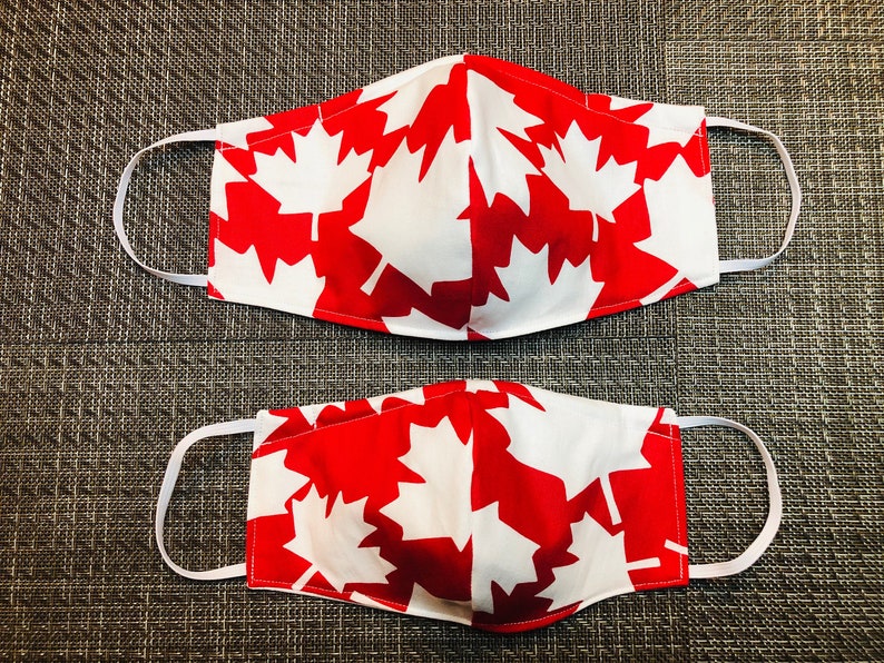 Canada Face Masks Nose Band Adjustable Ear Loops Poppy Etsy