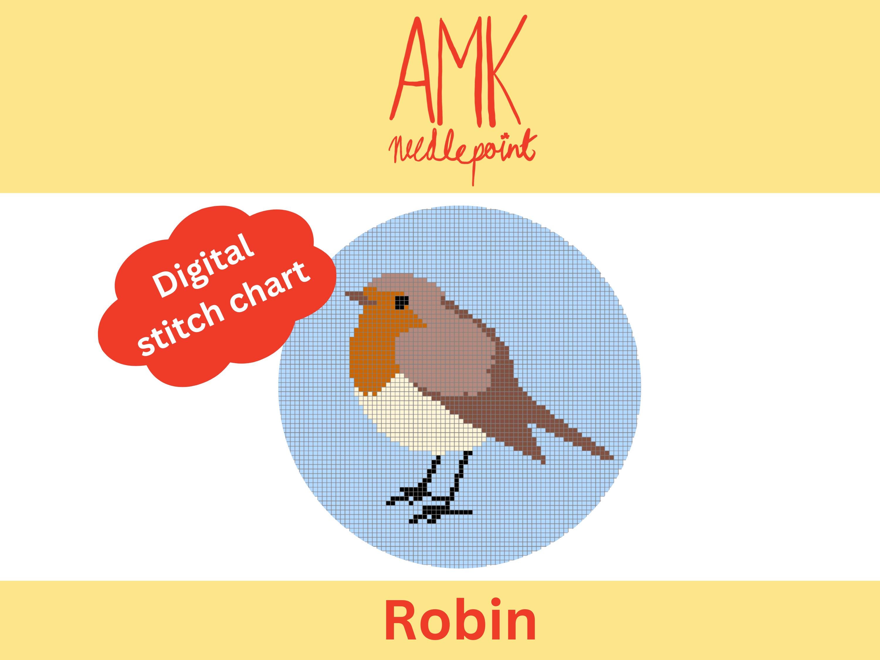 Robin Needlepoint Pattern Robin Needlepoint Chart Digital Download - AMK Needlepoint - Etsy