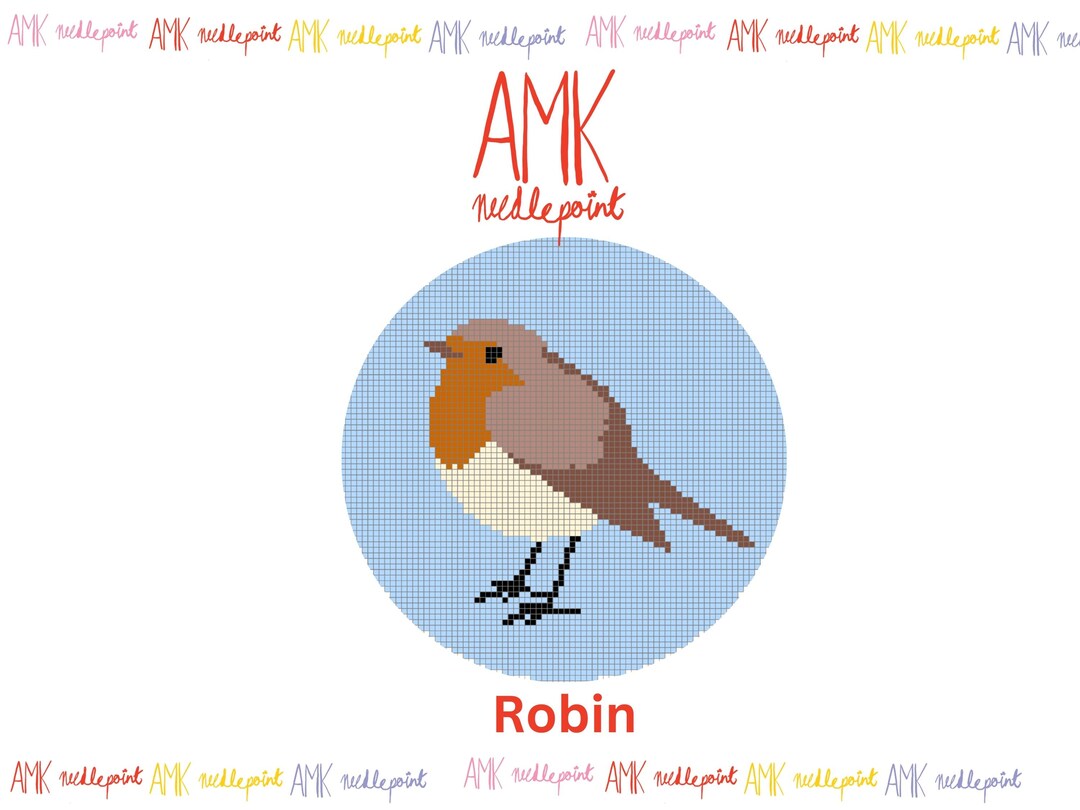 Robin Needlepoint Pattern Robin Needlepoint Chart Digital Download AMK Needlepoint - Etsy Canada