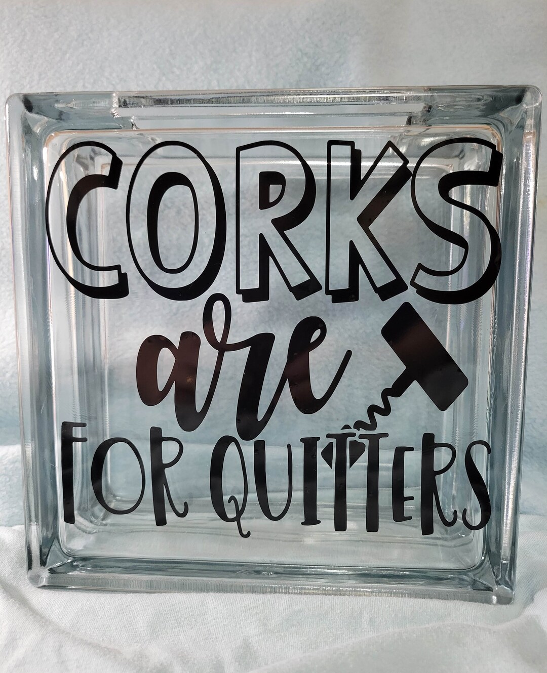 Glass Block Wine Cork Container Corks Are for Quitters Etsy