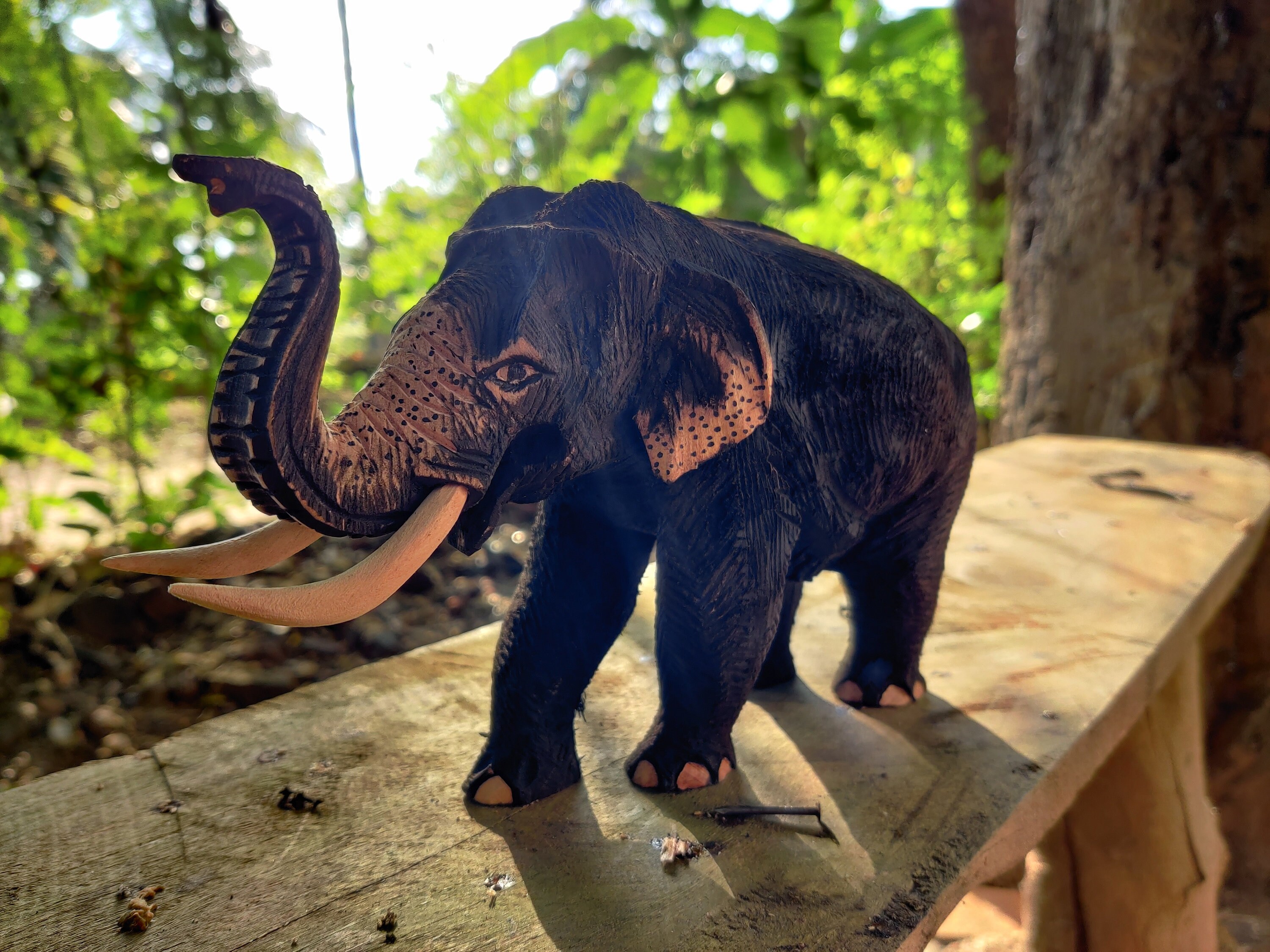 Beautiful Home Decor Wood Elephant Art Hand Carved Solid Wood Etsy