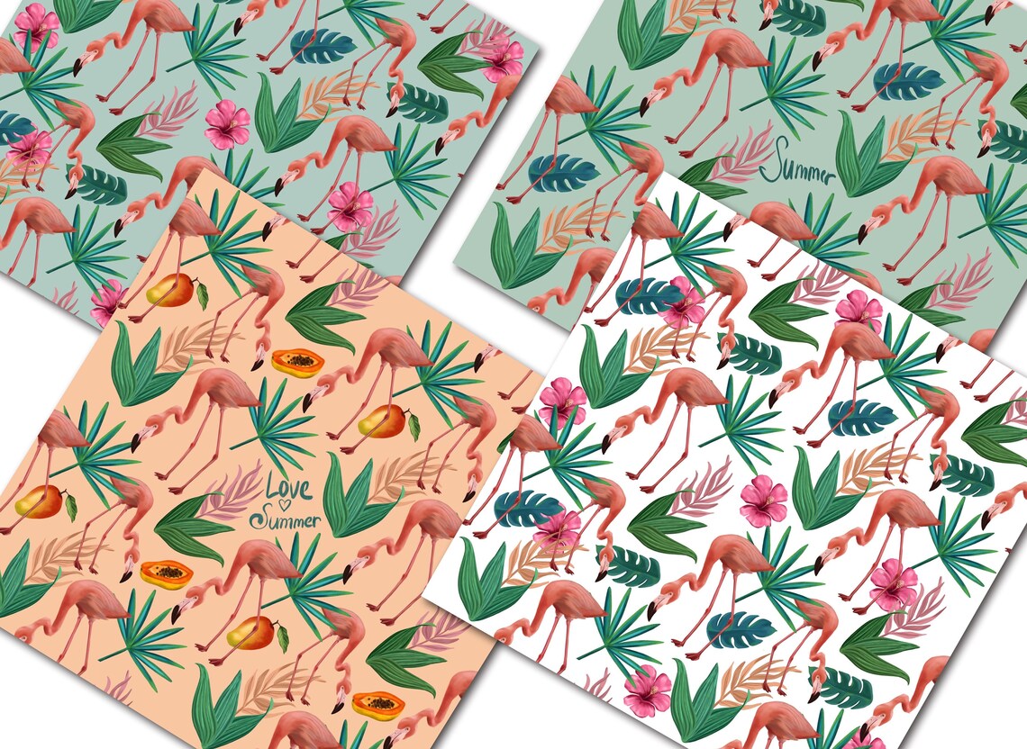 TROPICAL DIGITAL PAPER background printable seamless pattern | Etsy