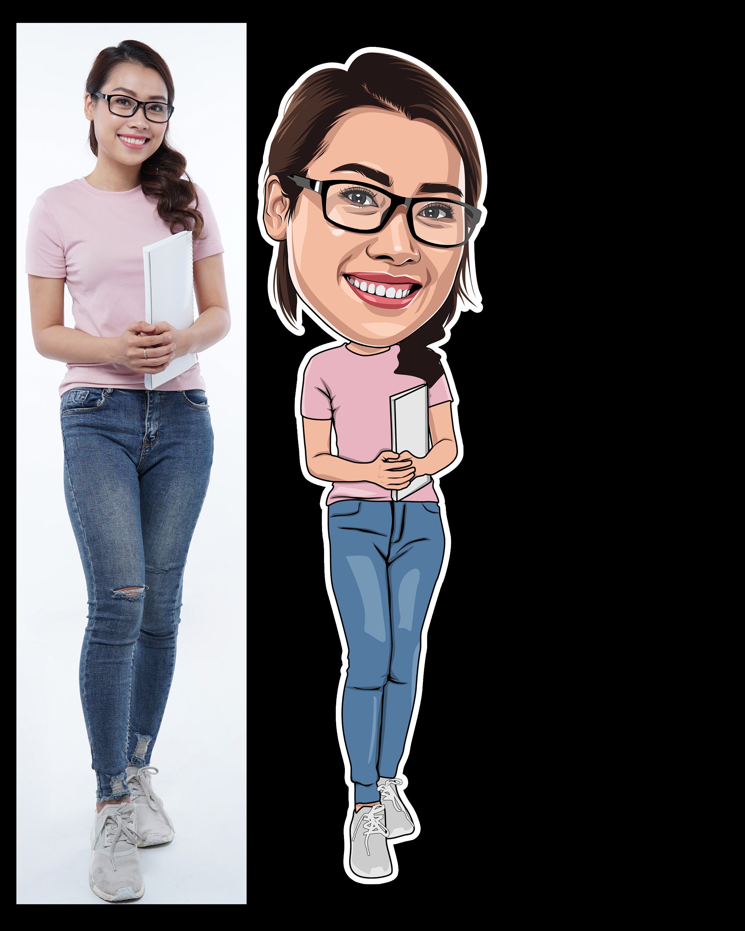 Full Body Caricature Custom Caricature Me Digital Art | Etsy