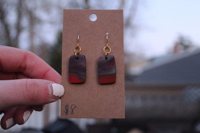 Rectangle hook polymer clay earrings Etsy
