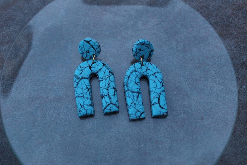 turquoise dangle polymer clay earrings