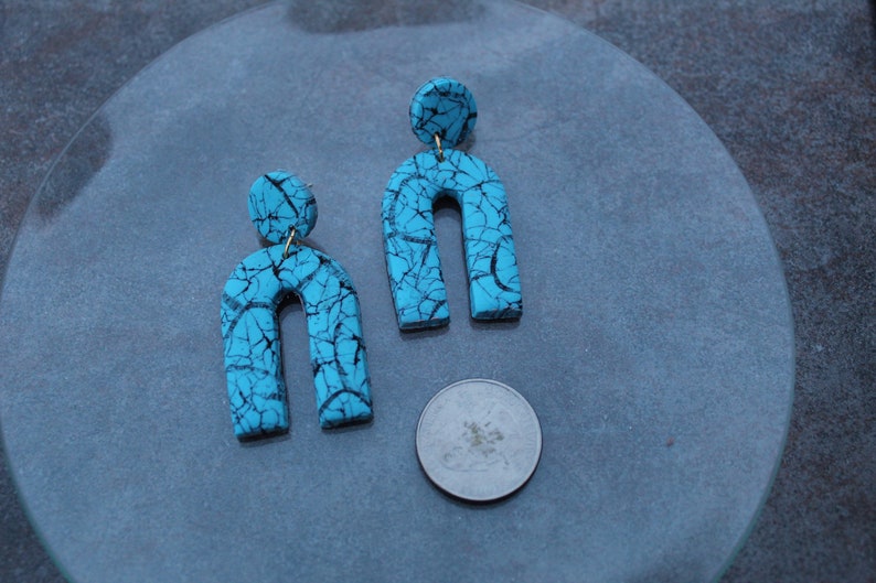 turquoise dangle polymer clay earrings
