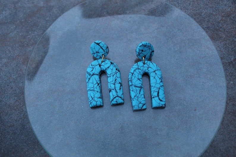 turquoise dangle polymer clay earrings