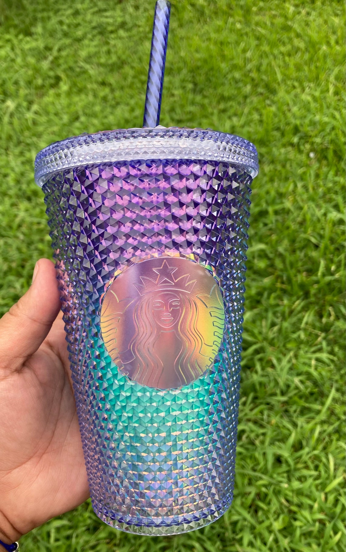 New Starbucks purple blue ombré studded cold cup tumbler Etsy
