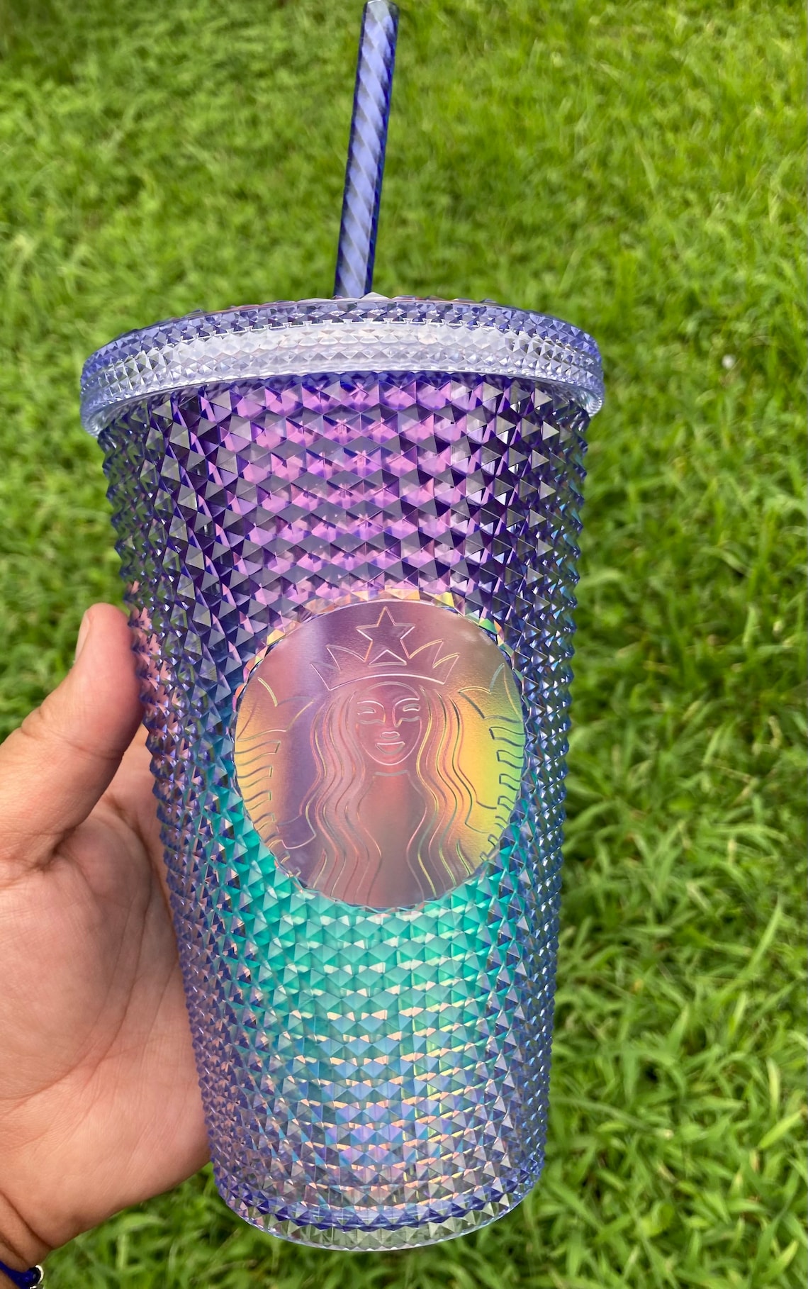 New Starbucks purple blue ombré studded cold cup tumbler Etsy