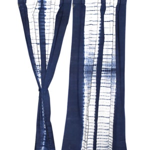 Indigo Blue Shibori curtains, Bohemian curtains, Boho decor, Beach curtains, Blue and white Boho curtains, Tie Dye Stripe SET OF TWO