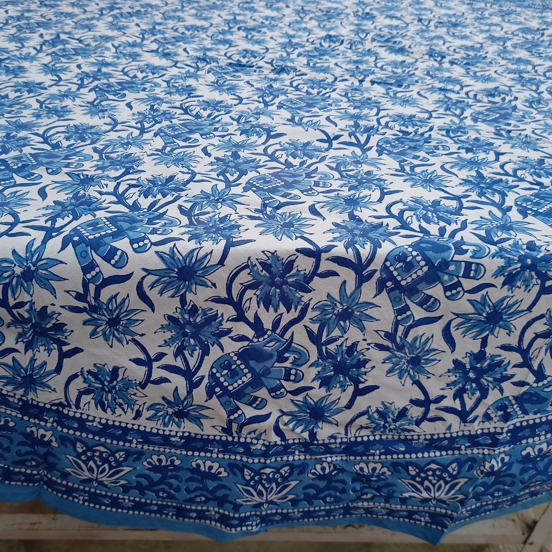 Table Cloths,t Able Covers, Delft Blue Round Tablecloth, Indian Hand